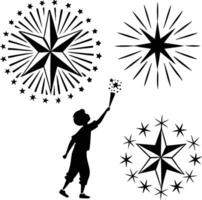 Boy with fireworks vector