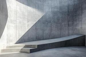 Concrete Steps and Platform in Modern Architectural Space with Sunlight photo