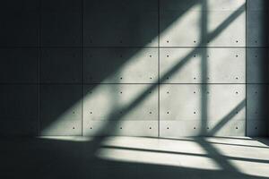 Sunlight Streaming Through Window Onto Concrete Wall Creating Modern Interior photo
