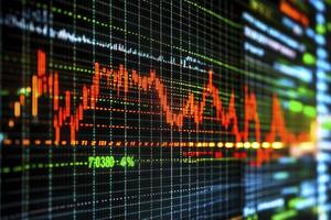 Analyzing Financial Market Data on Screen Showing Stock Price Declines photo