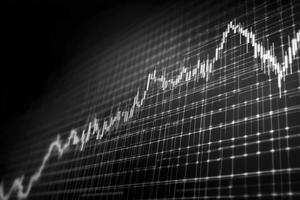 Analyzing Financial Chart Showing Growth Candlestick Pattern in Black and White photo
