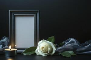 Remembering with Rose Frame and Candle Still Life for Condolences photo