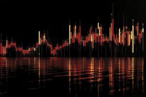 Analyzing Financial Chart with Reflection on Dark Background for Market Trends photo