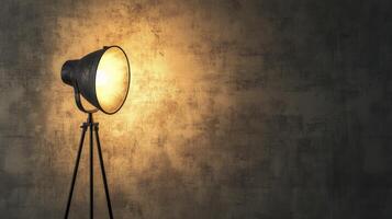 Studio Spotlight Illuminating a Textured Wall Creates a Dramatic and Moody Setting photo