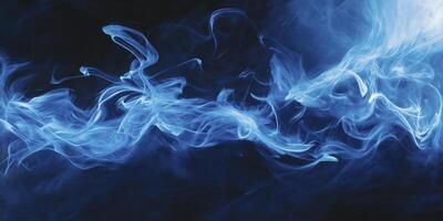 Abstract Blue Smoke Floating Against Dark Background for Texture or Design photo
