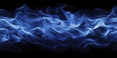 Abstract Blue Light Waves Flowing on Black Background Design Element photo