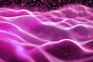 Wavy Particle Surface with Pink Glow and Dotted Light Background photo