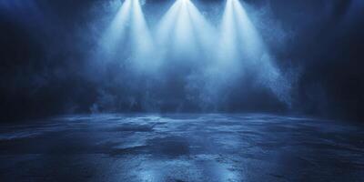 Stage with Dramatic Lighting and Smoke Ideal for Performances or Presentations photo