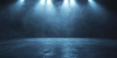 Spotlight Shines on Hazy Stage Floor in an Atmospheric Scene photo