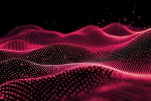 Abstract Pink Wave Pattern with Glowing Dots Against a Black Background photo