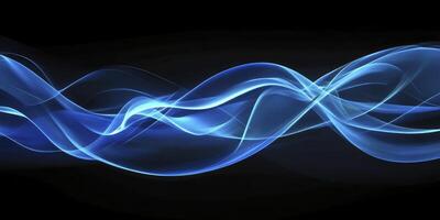 Blue Abstract Wave Pattern Flowing on Dark Background for Design Projects photo