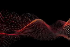 Wavy Red Gradient Dot Pattern on Black Background Abstract Illustration photo