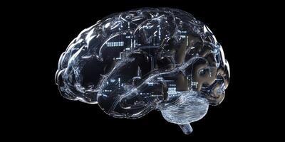 Depiction of Human Brain with Circuitry for Artificial Intelligence Concept photo