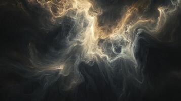 Abstract Nebula Clouds with Golden Light on Dark Background Design photo
