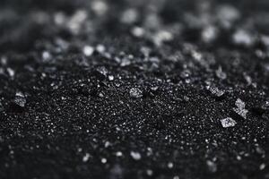 Close-up of Dark Granular Substance with Light Reflective Particles Texture photo