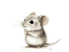 A drawing of a mouse with big eyes photo