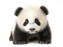 Cute Panda Cub Looking Directly at Camera on White Background photo