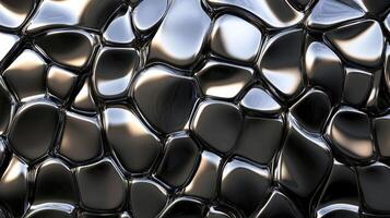 Abstract Shiny Silver Metallic Cells Background with Reflections and Smooth Texture photo