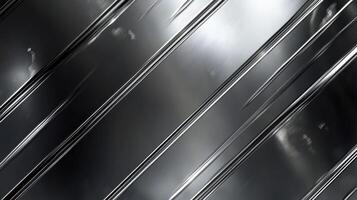 Abstract Silver Metal Texture Background with Diagonal Lines and Reflections photo