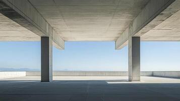 Concrete Structure Overlooking Ocean and Sky with Minimalist Design photo