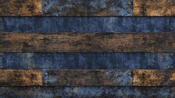 Rustic Wood and Denim Texture with Metal Rivets Background Design photo