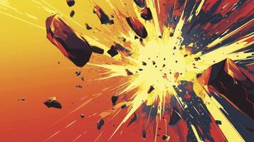 Asteroid Explosion with Debris and Energy Rays in a Dynamic Design photo