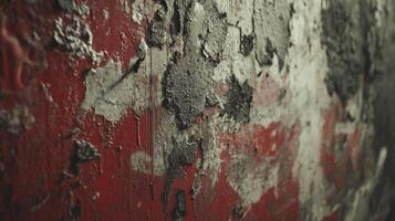Peeling Paint Texture on Red Surface with Gray and Black Flakes photo