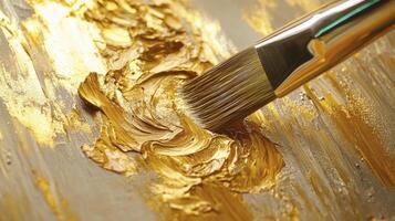 Painting with Gold Color a Stroke of Luxury and Artistic Expression photo