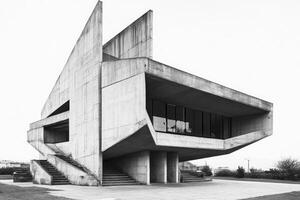 Unique Concrete Building Exterior with Modern Design and Geometric Shapes photo