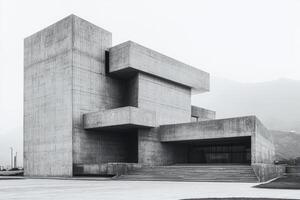 Exploring Modern Concrete Architecture Exterior with Geometric Design and Stairway photo