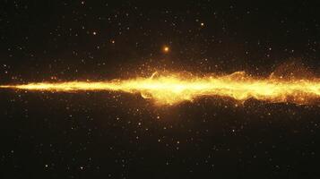 Golden Light Trail Glowing Through the Dark with Starry Particle Effects photo