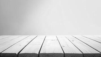 Empty White Wooden Table Surface for Product Mockup and Display photo