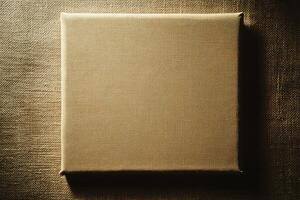 Blank Canvas on Textured Fabric Close-up for Art Mockups and Presentations photo