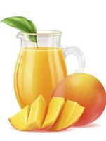 Mango Juice in Pitcher with Fresh Fruit Slices Still Life photo