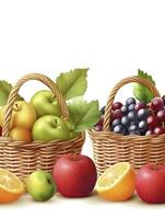 Fresh Fruits in Baskets Featuring Apples Grapes and Citrus photo