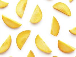 Sliced Mango Pattern on White Background for Fresh Food Concepts photo