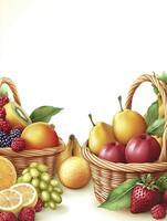 Assorted Fresh Fruits in Woven Baskets Abundance and Healthy Eating photo
