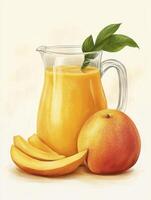 Mango Juice in Pitcher with Fresh Fruit Still Life Art photo