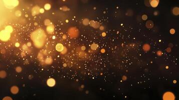 Golden Bokeh Lights with Glittering Particles for Festive Backgrounds photo