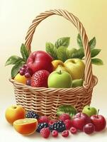 Fruit Basket Abundance Fresh Assortment of Apples Berries and Citrus photo