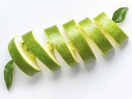 Sliced Green Apple on White Background Showing Freshness and Healthy Eating photo