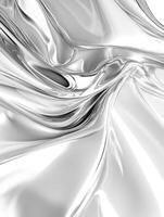 Abstract Silver Fabric Background with Wavy Folds and Metallic Shine photo