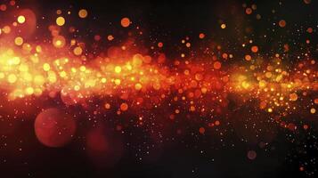 Abstract Orange Light Burst Background with Sparkling Bokeh Particles Overlay photo