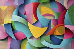 Abstract Art Forms with Vibrant Colors and Textured Surface Composition photo