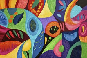 Abstract Painting Featuring Colorful Shapes and Bold Lines for Creative Projects photo