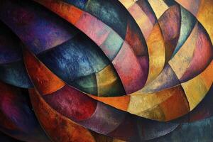 Abstract Painting with Interlocking Colorful Shapes and Textured Surface Design photo