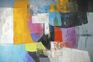 Modern Abstract Painting with Bold Colors and Geometric Shapes Composition photo