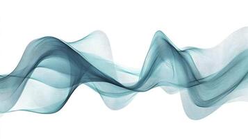 Abstract Teal Wave Flowing on White Background Creates Modern Design photo