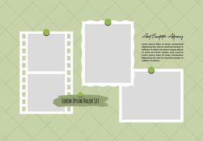 Design moodboard Picture Untidy photo frame collage vector