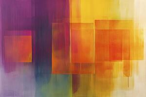 Abstract Painting with Overlapping Squares and Textured Brushstrokes in Warm Tones photo